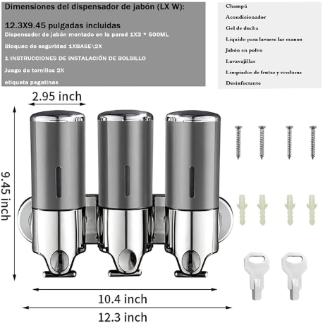 Dispensador De Shampoo Jabon Gel 3 En 1